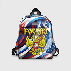 Детский рюкзак Герб России на фоне цветов флага, цвет: 3D-принт