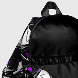 Детский рюкзак Фиолетово-белый паттерн на чёрном фоне, цвет: 3D-принт — фото 2