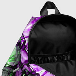 Детский рюкзак Чёрно-зелёная абстракция на фиолетовом фоне, цвет: 3D-принт — фото 2