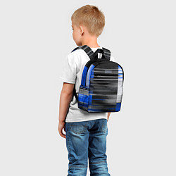 Детский рюкзак Белые вертикальные полосы на чёрно-синем фоне, цвет: 3D-принт — фото 2