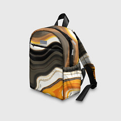 Детский рюкзак Волнистые чёрно-жёлтые полосы на белом фоне, цвет: 3D-принт — фото 2