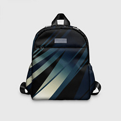 Детский рюкзак Чёрно-синий абстрактный с полосами, цвет: 3D-принт