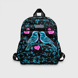 Детский рюкзак Неоновые птицы и сердечки, цвет: 3D-принт