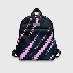 Детский рюкзак Тёмно-синий с розовым искажённые полосы, цвет: 3D-принт