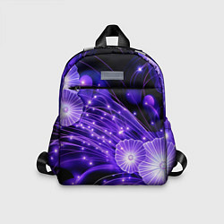 Детский рюкзак Силуэты цветов на темном фоне - фиолетовое свечени, цвет: 3D-принт