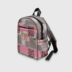 Детский рюкзак Розово-серые разноцветные лоскуты, цвет: 3D-принт — фото 2