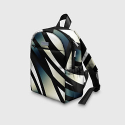 Детский рюкзак Чёрно-белый с синим затемнением полосы, цвет: 3D-принт — фото 2