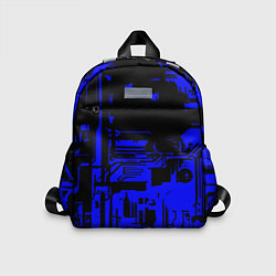 Детский рюкзак Чёрный и синий ультрамарин абстракция, цвет: 3D-принт