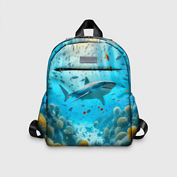 Детский рюкзак Белая акула в коралловом рифе, цвет: 3D-принт