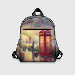 Детский рюкзак Женщина у телефонной будки на набережной, цвет: 3D-принт