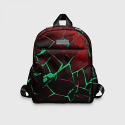 Детский рюкзак Битые плиты тёмно-красный с зелёным, цвет: 3D-принт
