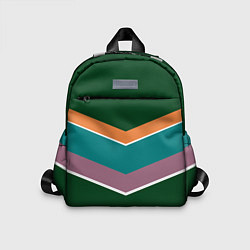 Детский рюкзак Тёмный зелёный с полосами, цвет: 3D-принт