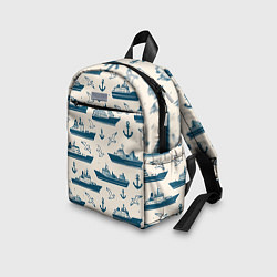 Детский рюкзак Морской паттерн из чаек, якорей и кораблей, цвет: 3D-принт — фото 2