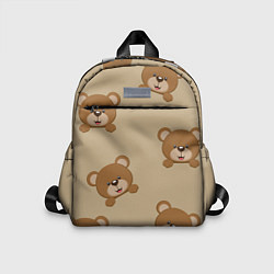 Детский рюкзак Медвежьи мордашки на бежевом, цвет: 3D-принт