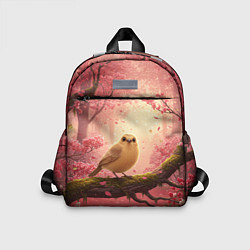 Детский рюкзак Желтая птица в розовом цветущем лесу, цвет: 3D-принт