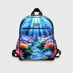 Детский рюкзак Цветы на глубине освещённые лучами, цвет: 3D-принт