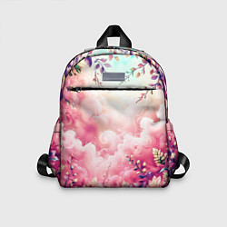 Детский рюкзак Фантастический цветочный розовый с облаками, цвет: 3D-принт