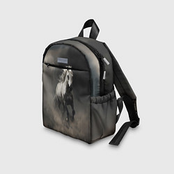 Детский рюкзак Белая лошадь скачет по полю, цвет: 3D-принт — фото 2