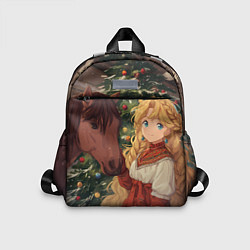 Детский рюкзак Аниме девочка с лошадкой встречают Новый год