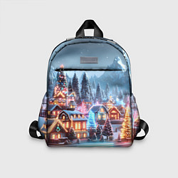Детский рюкзак Городок в новогодних огоньках, цвет: 3D-принт
