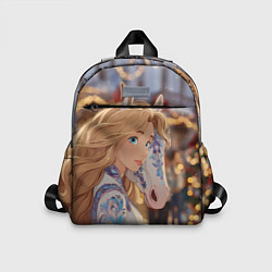 Детский рюкзак Блондинка с новогодней лошадкой