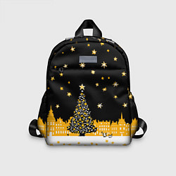 Детский рюкзак Новый год в черно-желтом стиле, цвет: 3D-принт