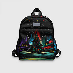 Детский рюкзак Новый год на черном фоне, цвет: 3D-принт