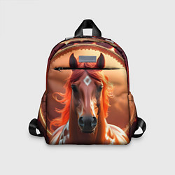 Детский рюкзак Огненная лошадь на коричневом фоне