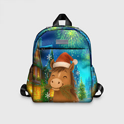 Детский рюкзак Новогодняя лошадка жует елочные ветки