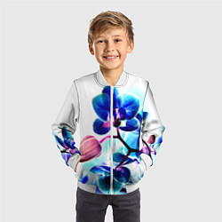 Бомбер детский Фиолетовая орхидея, цвет: 3D-белый — фото 2