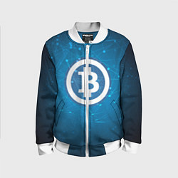 Бомбер детский Bitcoin Blue, цвет: 3D-белый