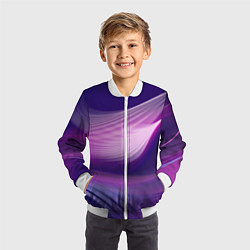 Бомбер детский Фиолетовые Волны, цвет: 3D-белый — фото 2