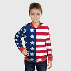 Бомбер детский USA Flag, цвет: 3D-красный — фото 2