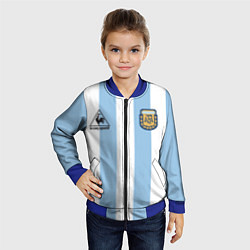 Бомбер детский Марадона Аргентина ретро, цвет: 3D-синий — фото 2