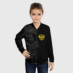 Бомбер детский Герб России и орнамент, цвет: 3D-черный — фото 2
