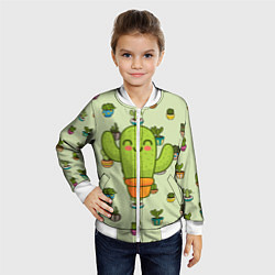 Бомбер детский Веселый кактус, цвет: 3D-белый — фото 2