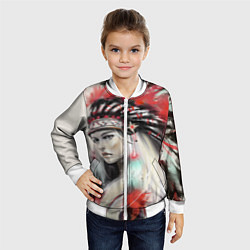 Бомбер детский Индейская девушка, цвет: 3D-белый — фото 2