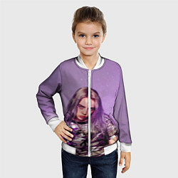 Бомбер детский Billie Eilish: Violet Fashion, цвет: 3D-белый — фото 2