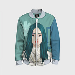 Бомбер детский Billie Eilish: Turquoise Hair, цвет: 3D-серый