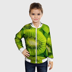 Бомбер детский Зеленый киви, цвет: 3D-белый — фото 2