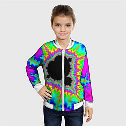Бомбер детский Фрактальная кислотная черная дыра - множество Манд, цвет: 3D-белый — фото 2