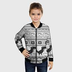 Бомбер детский Свитер с T-rex'ами, цвет: 3D-черный — фото 2