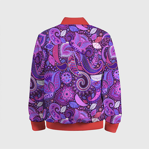 Детский бомбер Фиолетовый этнический дудлинг / 3D-Красный – фото 2
