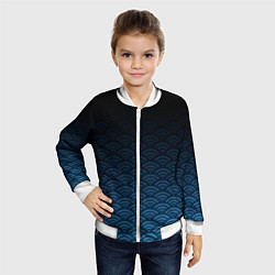 Бомбер детский Узор круги темный синий, цвет: 3D-белый — фото 2