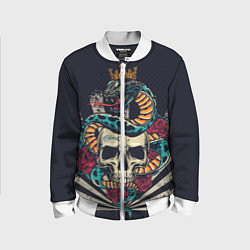 Бомбер детский Змея с короной на черепе, цвет: 3D-белый