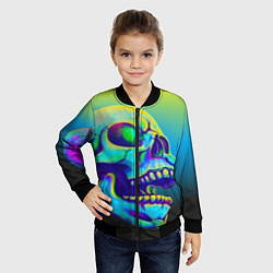 Бомбер детский Neon skull, цвет: 3D-черный — фото 2