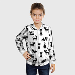 Бомбер детский КОШКИ ЧЕРНОЕ НА БЕЛОМ, цвет: 3D-белый — фото 2