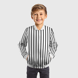 Бомбер детский Чёрные и белые полосы, цвет: 3D-белый — фото 2