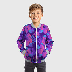 Бомбер детский Узор Неоновый Гибискус, цвет: 3D-серый — фото 2
