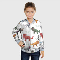 Бомбер детский Разноцветные тираннозавры, цвет: 3D-серый — фото 2